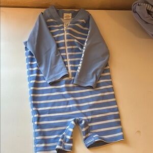 Blue and White Striped Bodysuit One Piece